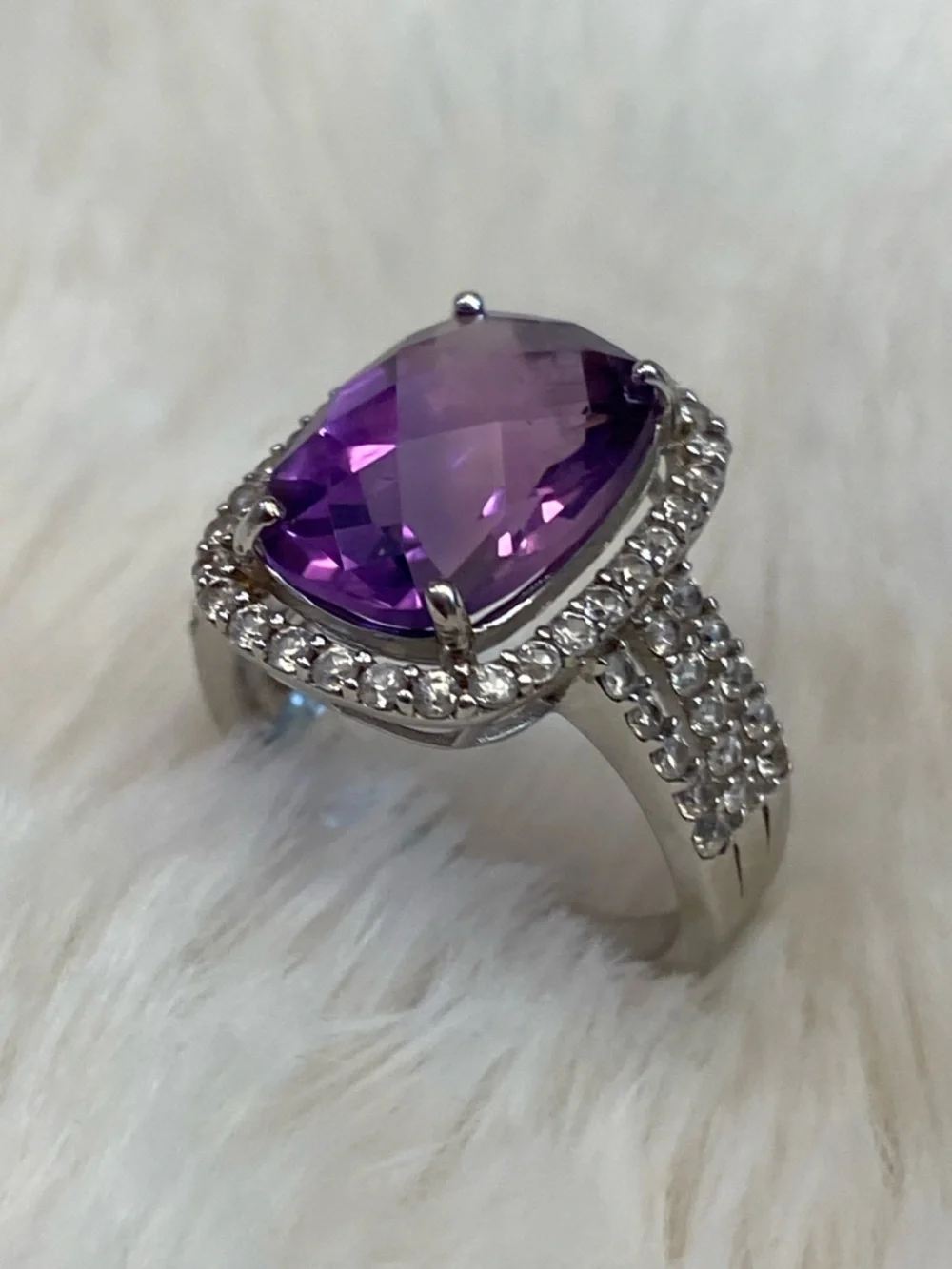 Amethyst Cushion Ring